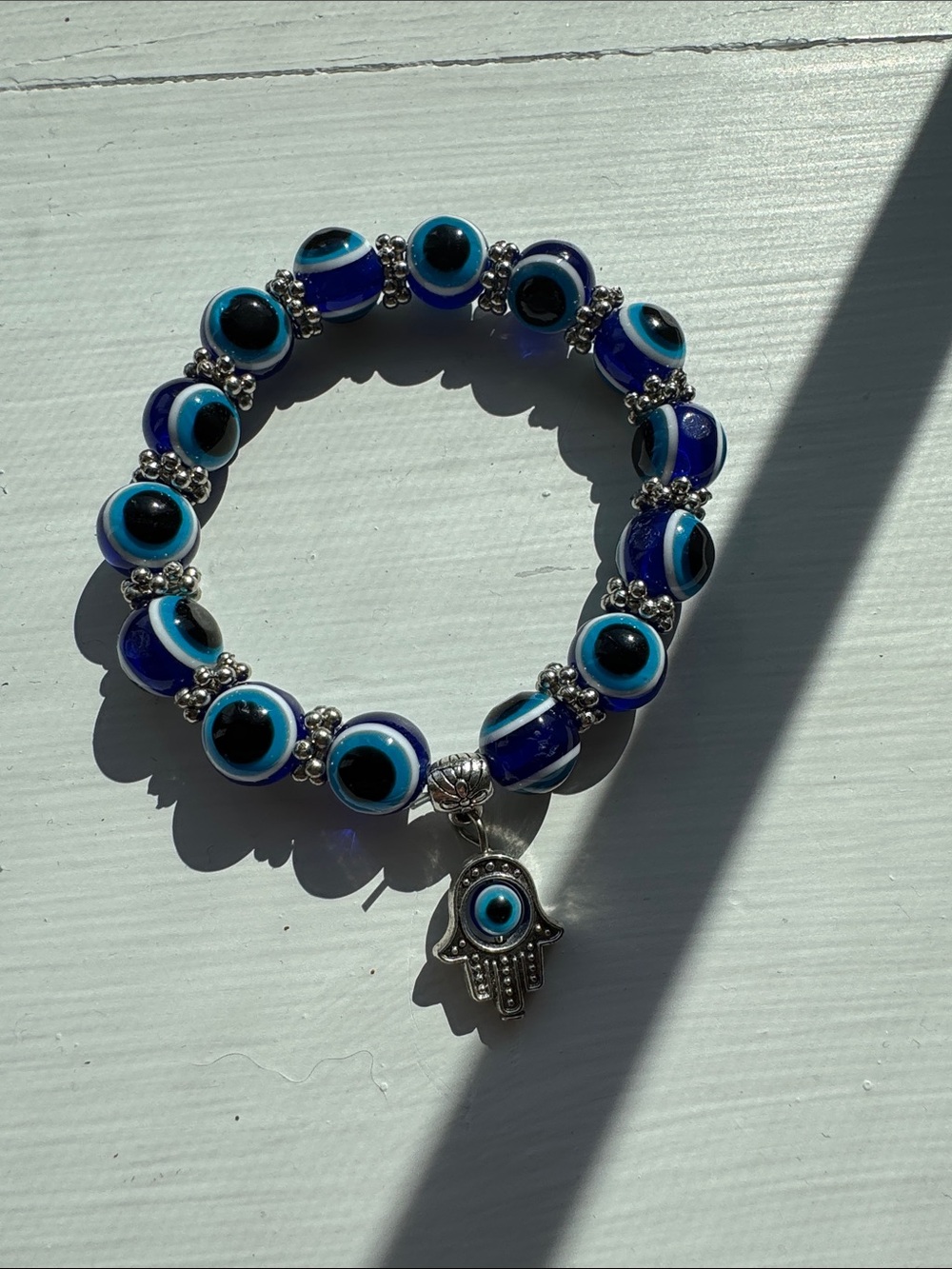 Evil Eye Hamsa Charm Bracelet - Blue